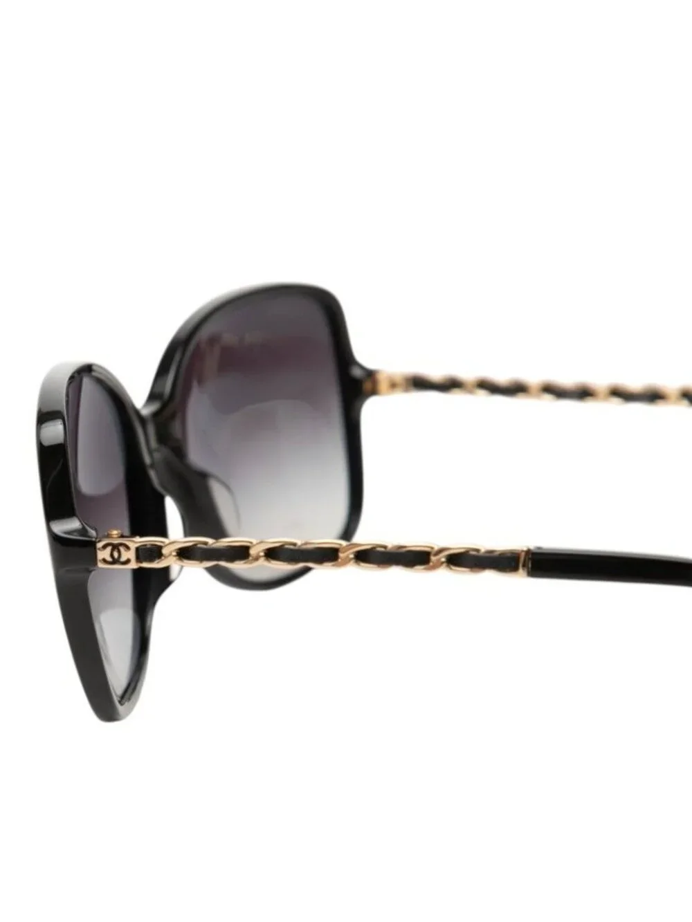Chanel CC Logo Sunglasses Eyewear Black Gold Acetate Plating